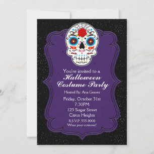 Calavera de Azúcar Colorida y Invitación de Fiesta