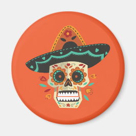 Calavera de azúcar con Gorra Dia de Muertos | Imán