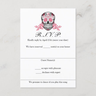 Calavera de azúcar con Rosas Boda tarjetas RSVP