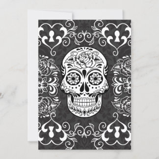 Calavera de azúcar decorativa Grunge gótico blanco