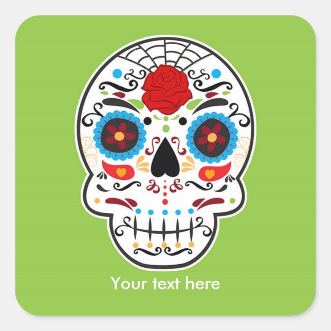 Calavera de azúcar Día de muertos Pegatinas para f (Anverso)