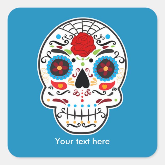 Calavera de azúcar Día de muertos Pegatinas para f (Anverso)