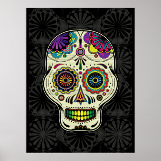 Calavera de azúcar - Día del poster de Arte Muerto