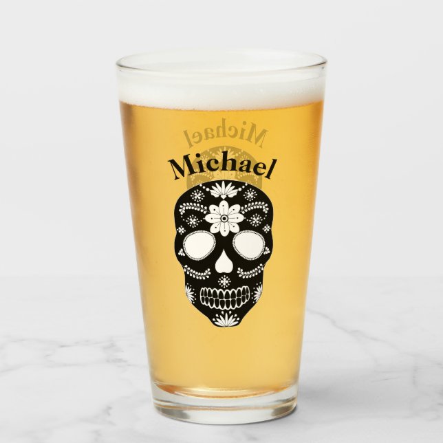 Calavera De Azúcar En México En Blanco Y Negro Con (Anverso (lleno))