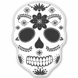 Calavera De Azúcar En México Pegatina Blanco Y Neg