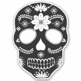 Calavera De Azúcar En México Pegatina Blanco Y Neg