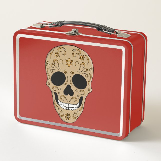 Calavera de azúcar floral Día de los Muertos (Anverso)