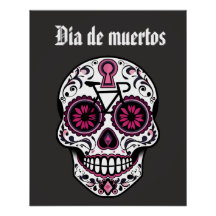 Calavera De Azúcar Floral, Día Del Poster Glossy M