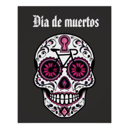 Calavera De Azúcar Floral, Día Del Poster Glossy M