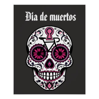 Calavera De Azúcar Floral, Día Del Poster Glossy M