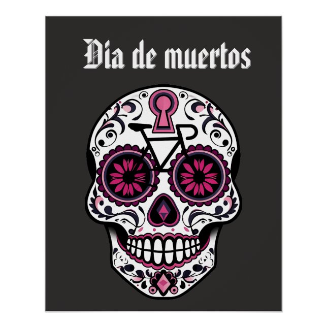 Calavera De Azúcar Floral, Día Del Poster Glossy M (Anverso)