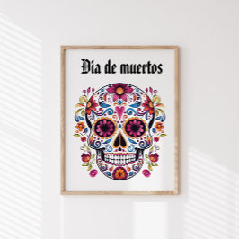 Calavera De Azúcar Floral, Día Del Poster Glossy M