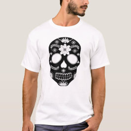 Calavera de azúcar mexicana camiseta de hombres bl
