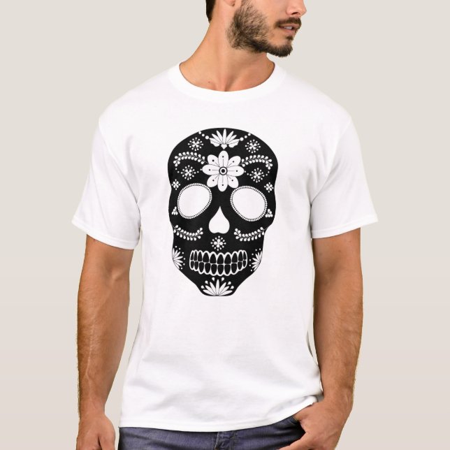 Calavera de azúcar mexicana camiseta de hombres bl (Anverso)