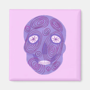 Calavera de azúcar morado con imán de remolinos ro