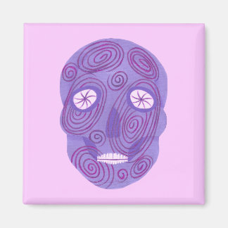 Calavera de azúcar morado con imán de remolinos ro