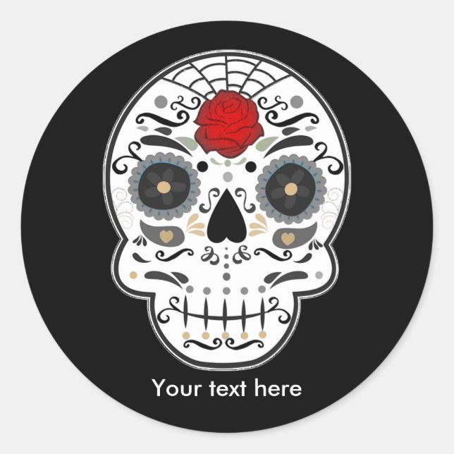 Calavera de azúcar Pegatinas para fiesta de Día de (Anverso)