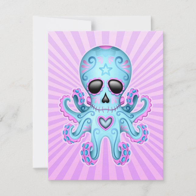 Calavera de azúcar suave pulpo zombie - morado azu (Anverso)