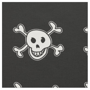 Calavera de bandera pirata y tela de patrón cruzad