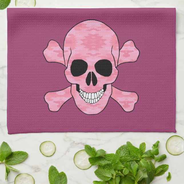 Calavera De Camuflaje Rosa Y Toalla De Cocina De L (Doblado)