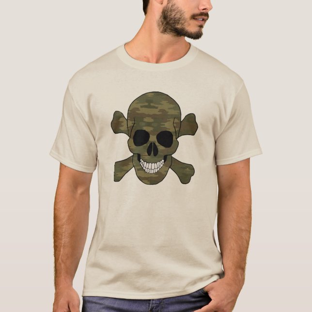 Calavera de camuflaje y camiseta de cruces (Anverso)