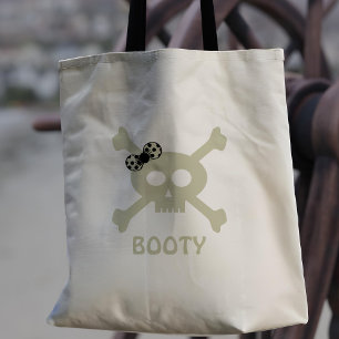 Calavera de Chica pirata y bolsa de huesos cruzado