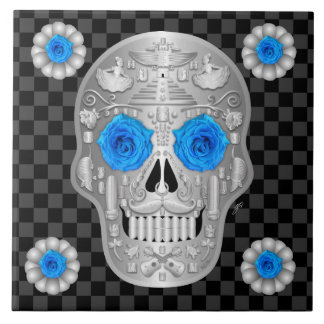 Calavera de Chrome (Rosa Azul) Posavasos