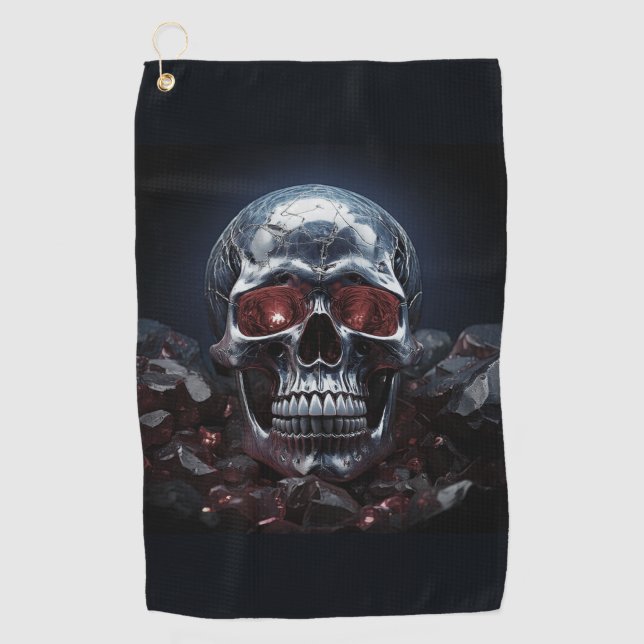 Calavera de cristal con toalla de golf Ruby Red Ey (Anverso)