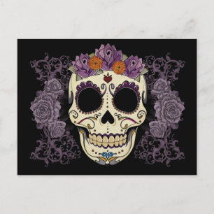 Calavera de época y postal de Rosas