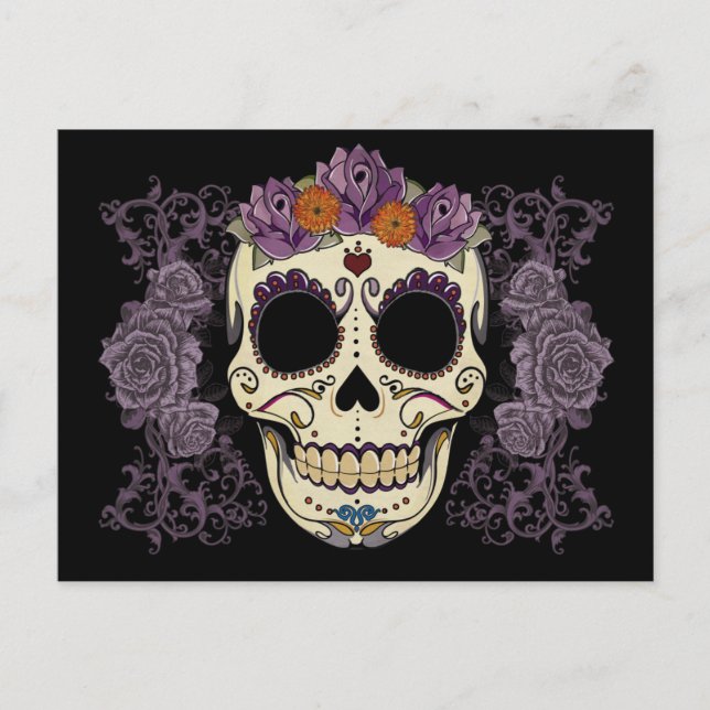 Calavera de época y postal de Rosas (Anverso)