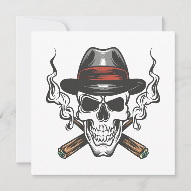Calavera de gangster con gorra de fedora (Anverso)