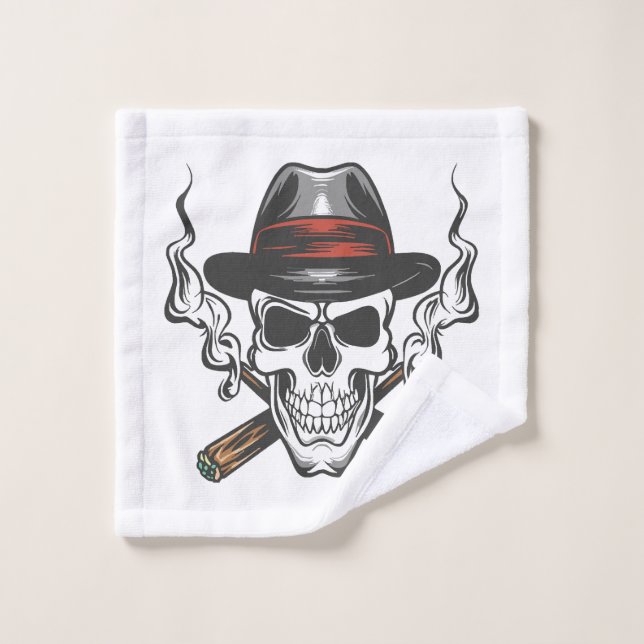 Calavera de gánster con sombrero fedora (Toallita)