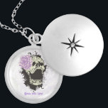 Calavera de gótico con collar de rosa púrpura vint<br><div class="desc">Calavera de gótico con collar de personalizado rosa morado vintage.</div>