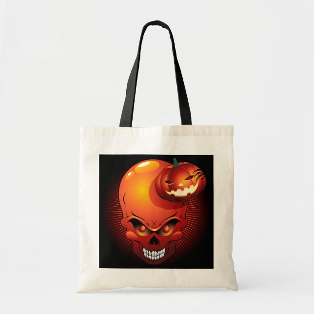 Calavera de Halloween y bolsa de calabaza (Frente)