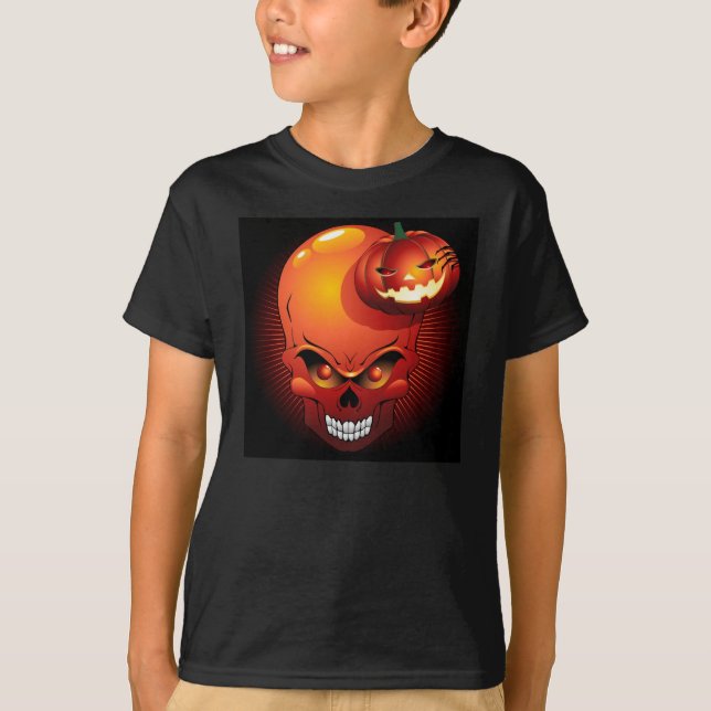 Calavera de Halloween y camiseta de calabaza (Anverso)