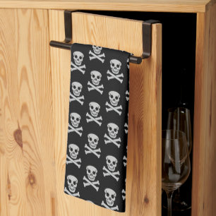 Calavera de Halloween y toallas de cocina para hue