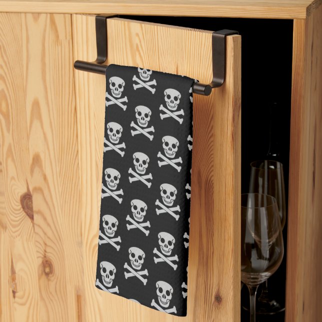 Calavera de Halloween y toallas de cocina para hue (Pliegue de tercios)