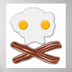 Calavera de Huevos y Tocino divertido Póster