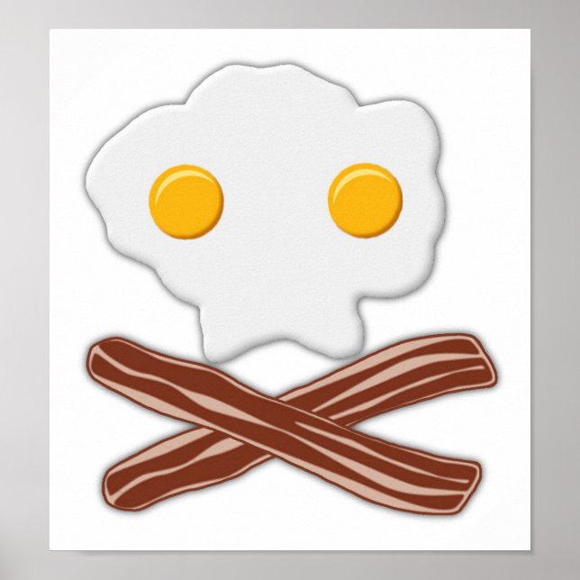 Calavera de Huevos y Tocino divertido Póster (Frente)