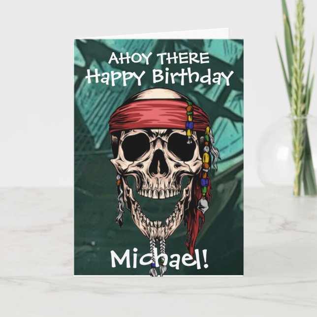 Calavera de Pirata Capitán Fantasma Huesos Tarjeta (Anverso)