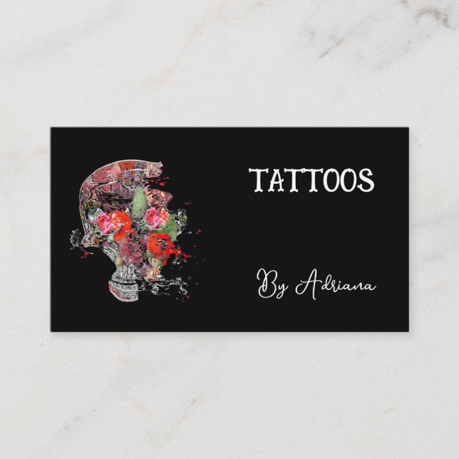 Calavera de tatuaje de tarjeta de visita (Anverso)