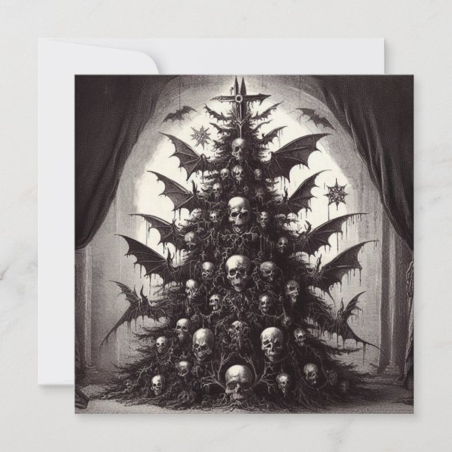 Calavera de terror árbol de Navidad goth Navidad (Anverso)
