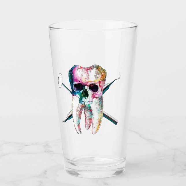 Calavera dental y huesos cruzados 16 oz shaker (Anverso)