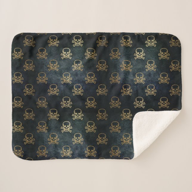 Calavera dorada y manta de cruces (Anverso (horizontal))