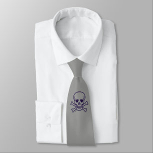 Calavera en corbata gris de huesos
