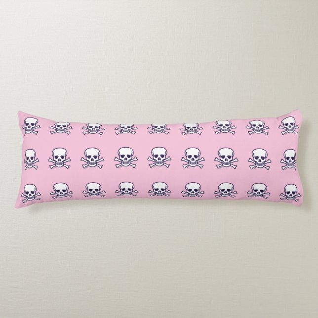 Calavera en huesos almohada de cuerpo rosa (Anverso)