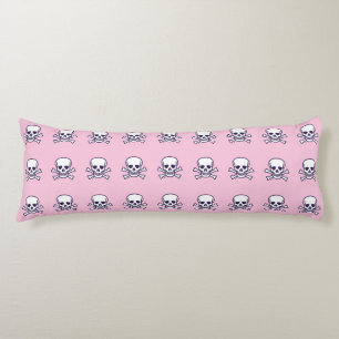 Calavera en huesos almohada de cuerpo rosa