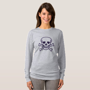 Calavera en huesos mujeres camiseta de manga larga