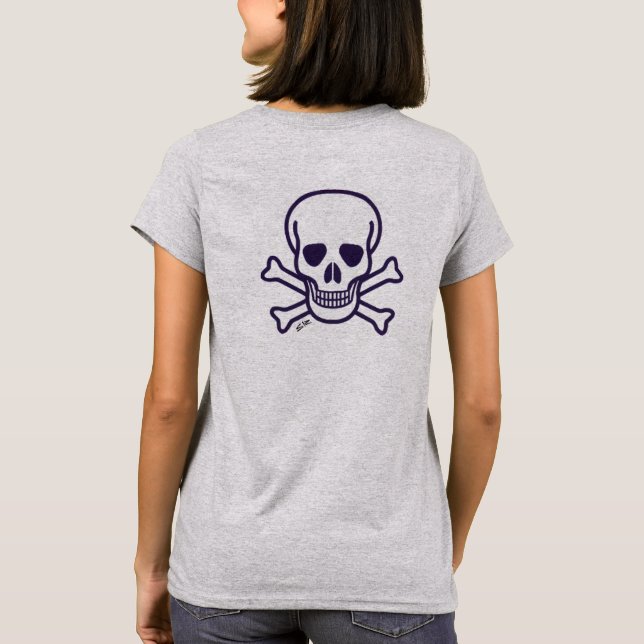 Calavera en huesos mujeres camiseta gris de espald (Reverso)