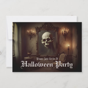 Calavera en Invitación de Halloween de Pintura Emb
